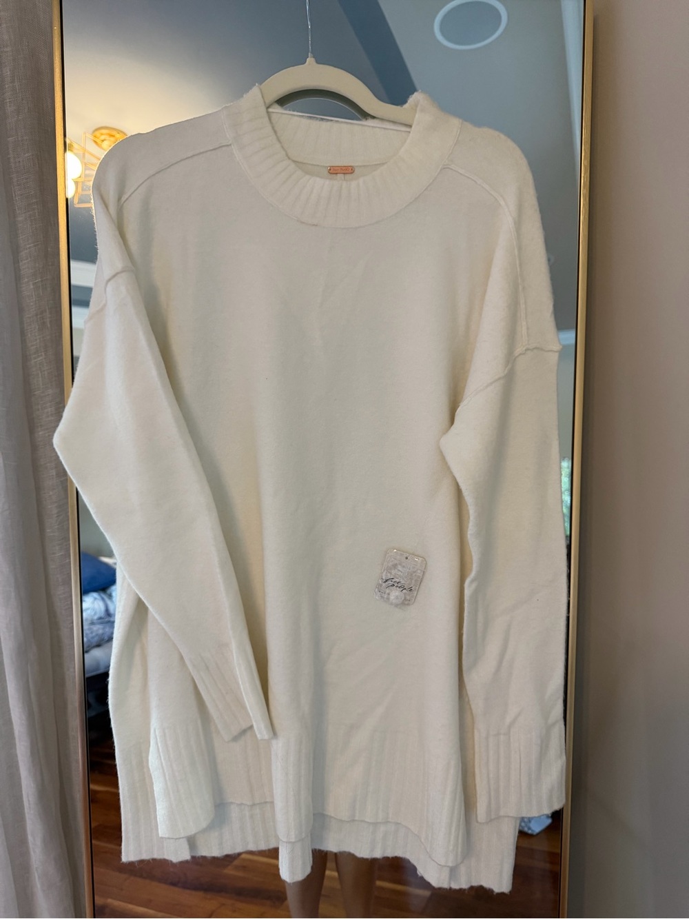 Free People Cream Crewneck Oversized Sweater